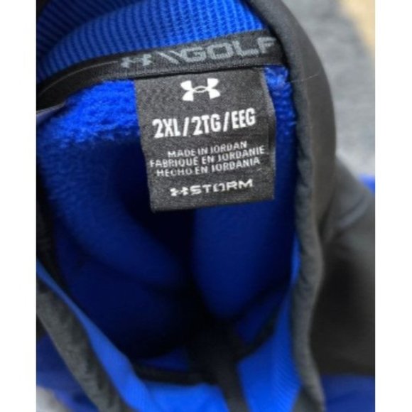 2XL XXL Under Armour Men's Electric Blue/Black 1/4 Zip Storm Sweater Golf Top - Picture 2 of 5